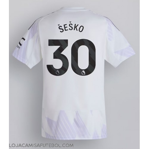 Camisa de Futebol Manchester United Benjamin Sesko #30 Equipamento Secundário 2025-26 Manga Curta